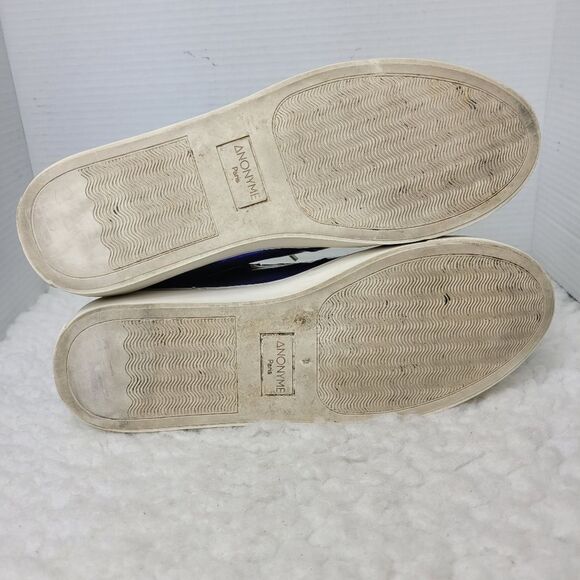 Anonyme Paris Men's Size 10 High Top Sneaker In Blue Gold & Red Patent Leather - Picture 10 of 10